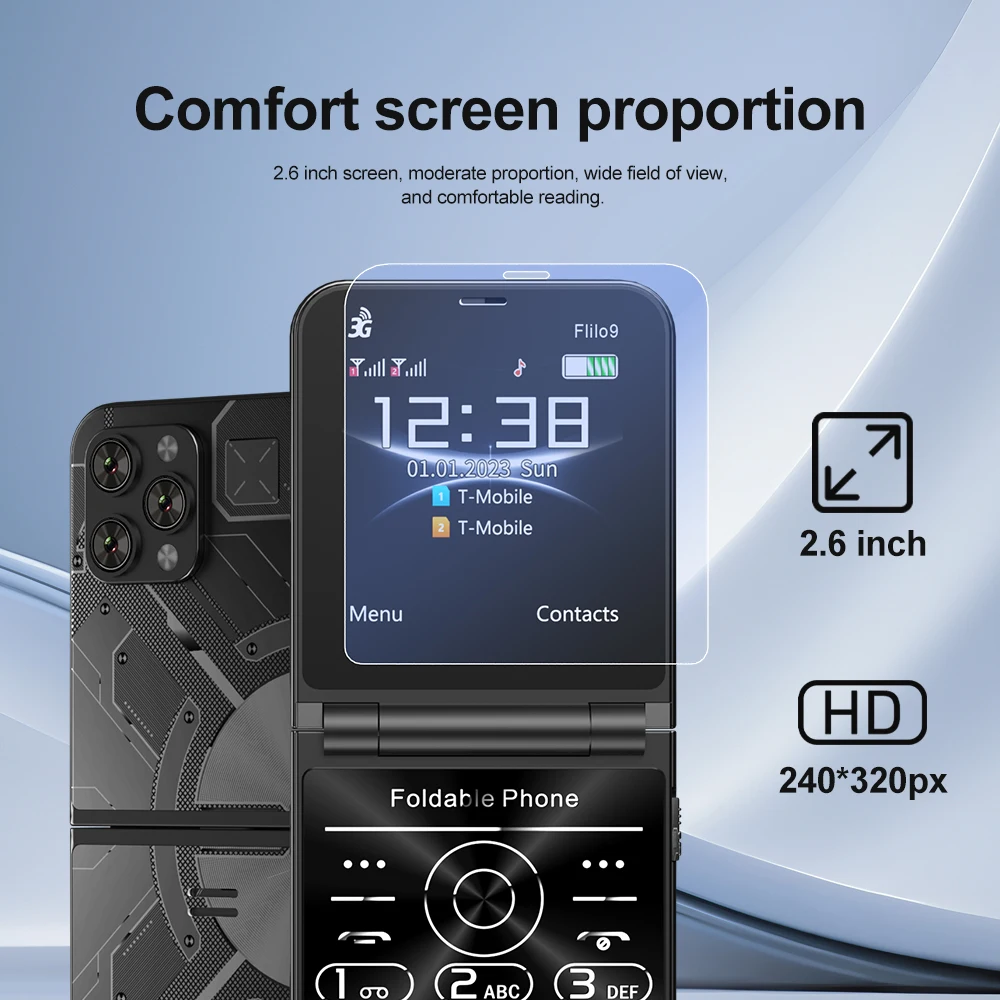 SERVO Flilo9 3G WCDMA Flip teléfono móvil 2 tarjeta SIM marcación de velocidad grabación de llamadas lista negra cámara trasera linterna botón plegable teléfonos - imagen 3