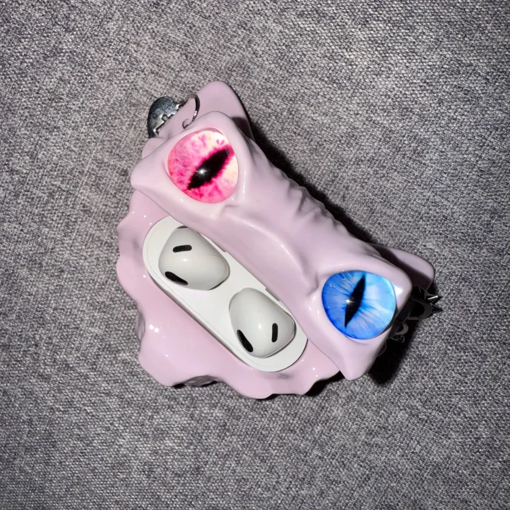 Funda para auriculares Airpods 3, funda para auriculares con bonito gato AirPods Pro/Pro2, funda creativa de resina rosa y gris para auriculares, accesorio para funda para Airpods - imagen 3