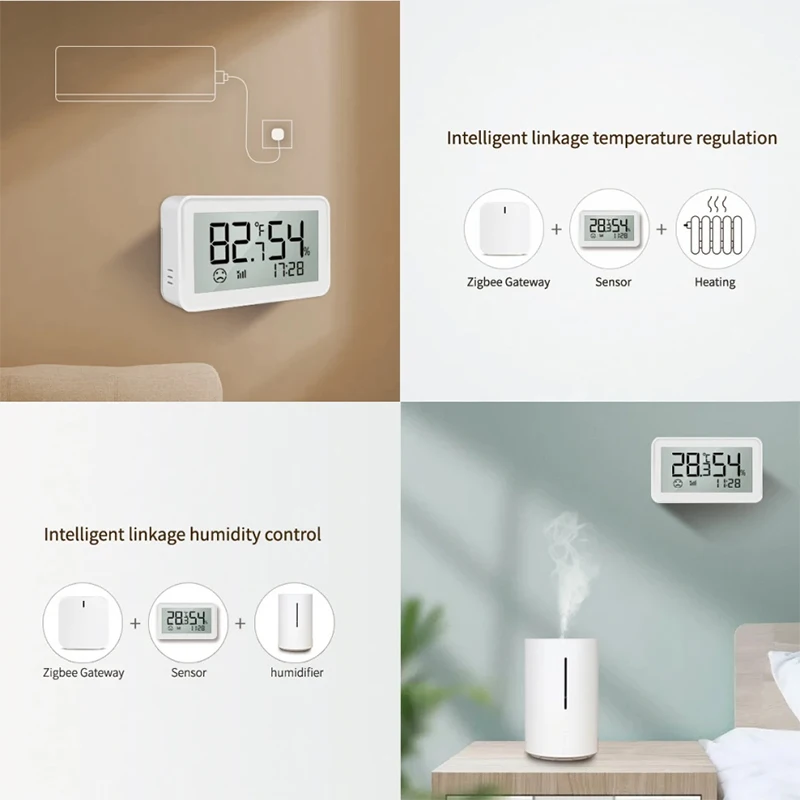 Sensor inteligente de temperatura y humedad de escritorio Tuya con pantalla LCD, aplicación remota de monitoreo Integra para hogar inteligente, funciona con Alexa/Google - imagen 3