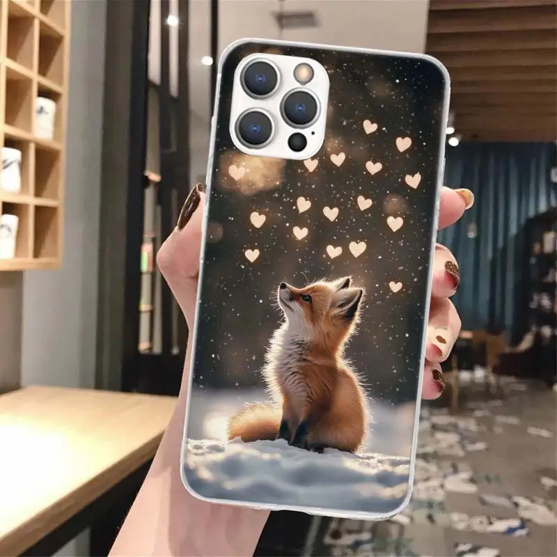 Funda de teléfono con llamada de silicona Animal Fox para iPhone 11 12 Mini 13 Pro X XS Max XR 7 8 Plus 6 6S 5 5S SE 2020 - imagen 3