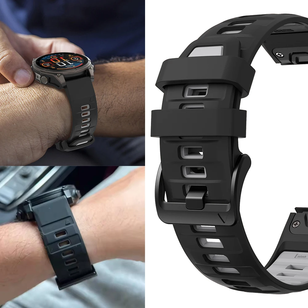 Correa de silicona QuickFit de 22mm y 26mm para Garmin Fenix 8x 51mm 47mm E 7X 7 6X 6 Pro 5X Plus pulsera Enduro 3 Quatix Epix Gen 2