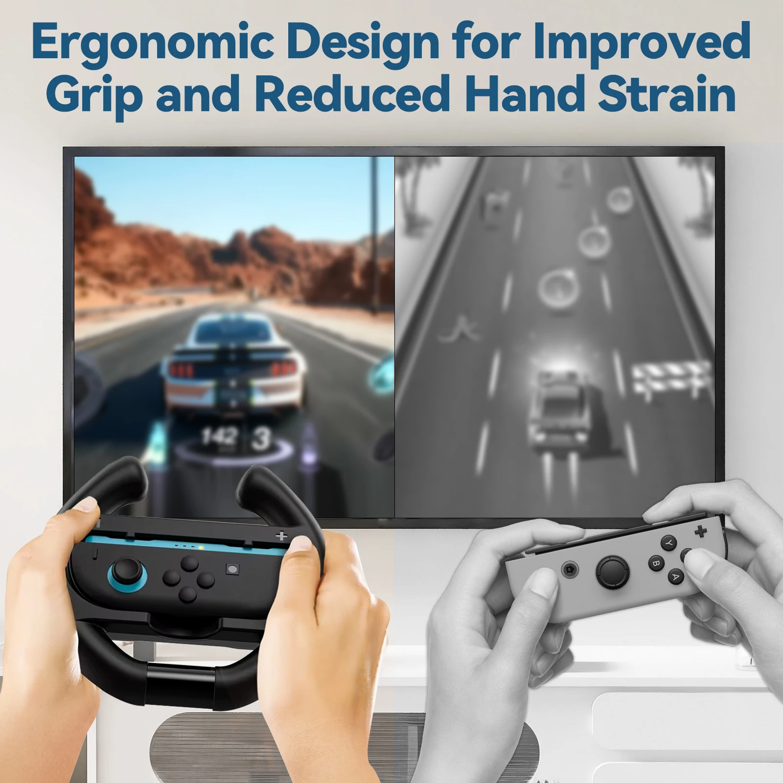 Para Switch 2 mango izquierdo y derecho soporte de volante accesorios universales de rueda para Switch 2 controlador Joy-PAD negro - imagen 3