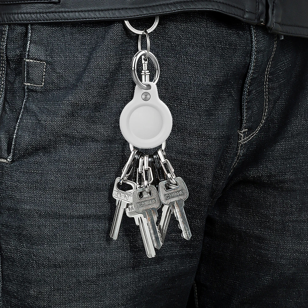 Para Airtag AT-56 soporte llavero impermeable a prueba de golpes funda protectora dura PC antiarañazos funda de piel completa para Apple AirTags