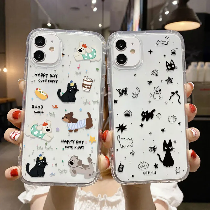 Funda de teléfono transparente con bonito gato para iPhone 17 Pro Fundas iPhone 16 Pro Max 11 13 15 14 12 Air 17promax funda de silicona a prueba de golpes