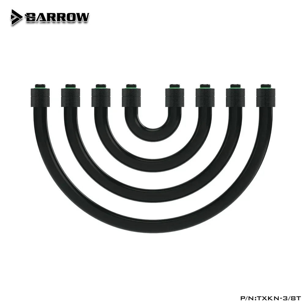 Barrow AIO EPDM 10X16MM Kit de accesorios de manguera negra Rosca G1/4 Conexión giratoria de 360 grados, Resistencia a altas temperaturas.