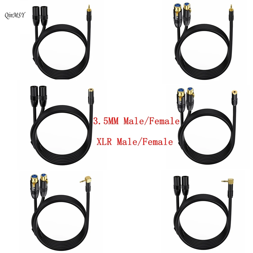 Cable divisor XLR a 3,5mm TRS estéreo macho a dos XLR macho + hembra Cable de micrófono de Audio de interconexión Cable adaptador divisor Y