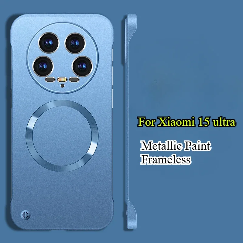 Para Xiaomi 15 Ultra pintura metálica sin marco delgada funda dura para PC para Xiaomi Mi 15 Ultra 15pro magnética para Magsafe funda protectora