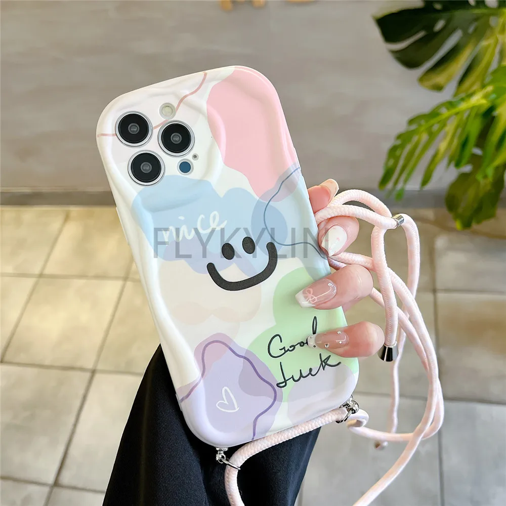 Funda de teléfono de dibujos animados con cordón cruzado Xiaomi Redmi Note 14 Pro 5G Note 14 Pro Plus 14C POCO X7 14T Pro cubierta de correa de collar de cuerda - imagen 2