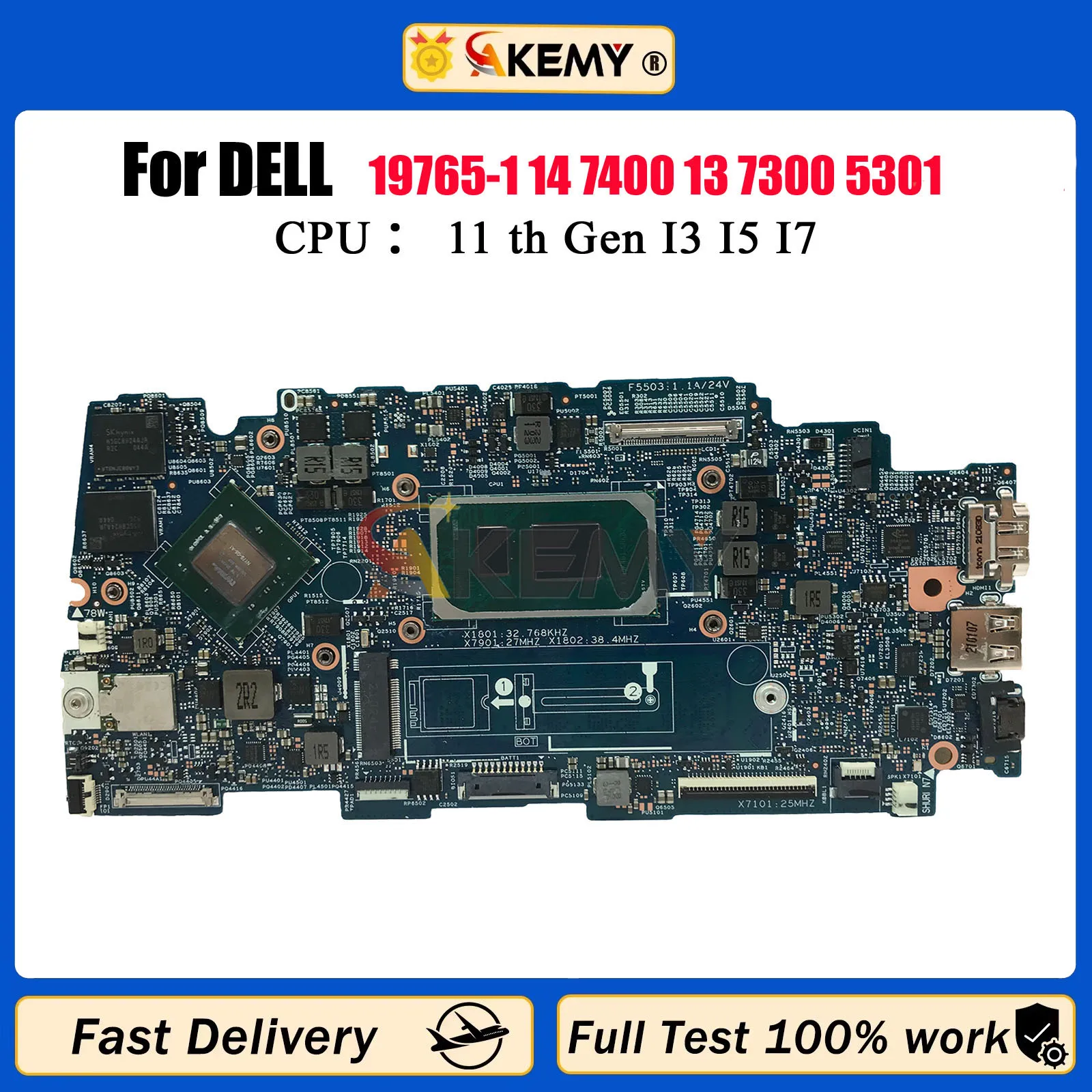 Placa base 19765-1 para Dell Inspiron 7400 7300 Vostro 5301 09298W 09750J 09JX16 0X49H6 placa base para ordenador portátil i3 i5 i7 prueba de 100% OK