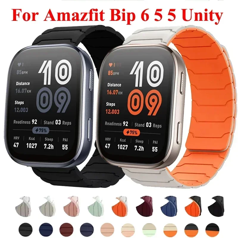 Bucle magnético de silicona de 20mm y 22mm para Amazfit Bip 6 5 5 Unity 3/GTS GTR 2 3 4 correa para Amazfit Balance 2/Cheetah Round/Pro Band