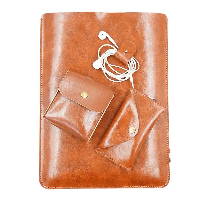 Funda para ordenador portátil de 15,6 pulgadas, Funda de cuero PU para M1 MacBook Pro 16, bolsa de ordenador ultrafina