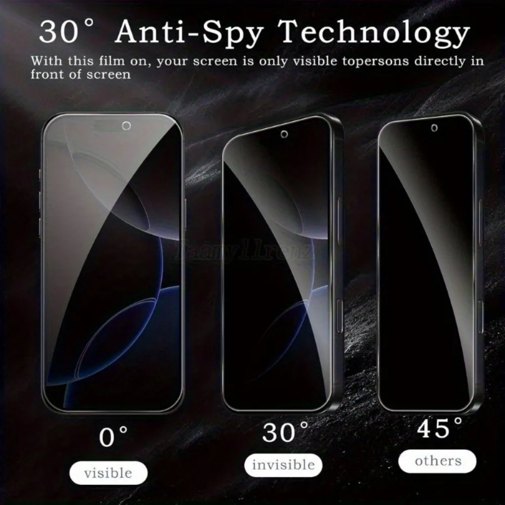 Protector de pantalla antiespía para iPhone 17 16 15 14 Pro Max 17 Air 16e 13 12 11 Pro 15 14 Plus XS XR, vidrio de fácil instalación, 2 uds. - imagen 3