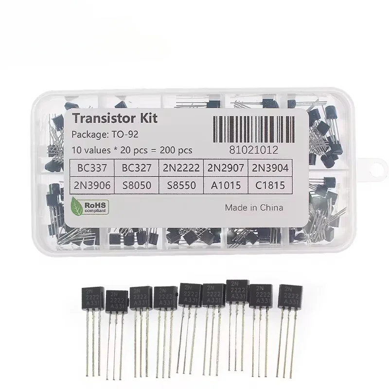 50/100/200 Uds triodo de transistores TO-92 Kit surtido 2N2222 2N2907 2N3906 2N5401 2N5551 A1015 BC327 BC548 C1815 S8050 NPN PNP - imagen 5