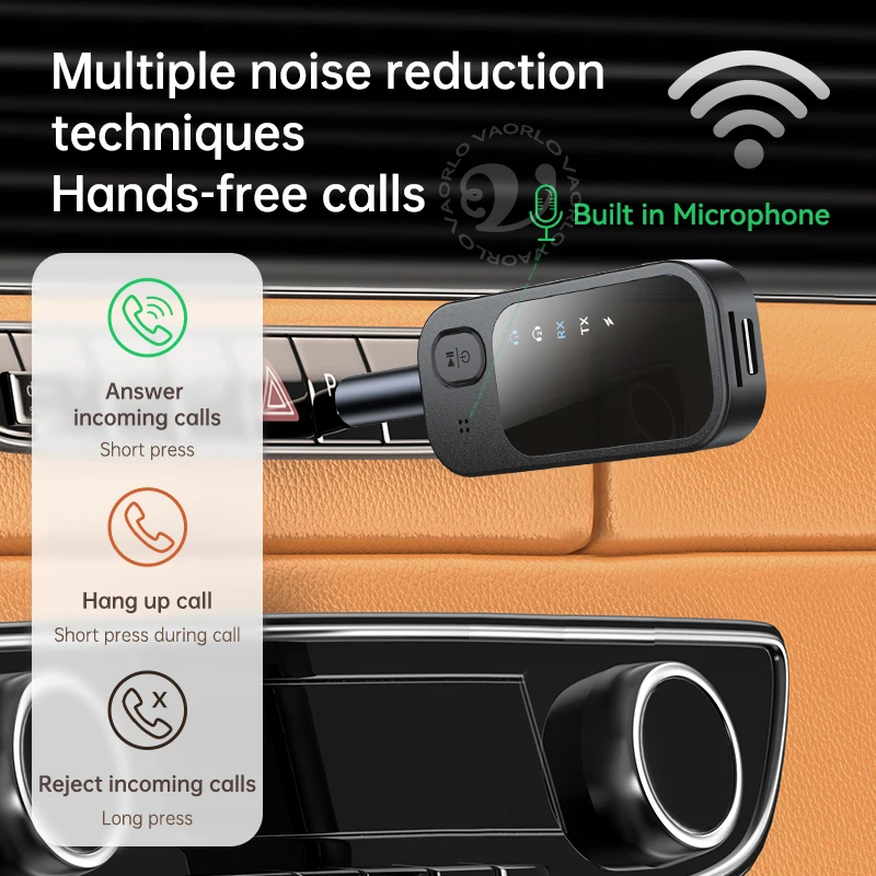 Transmisor y receptor Bluetooth 5.4 multipunto 2 en 1, adaptador inalámbrico de audio estéreo HIFI de doble transmisión con micrófono, compatible con reproducción de tarjeta TF para TV, PC, auriculares, automóvil y avi - imagen 5