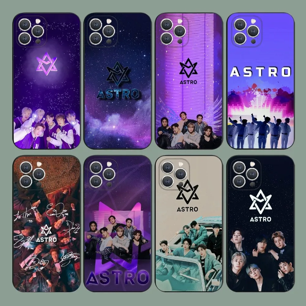 A-astro-funda de teléfono de música Kpop para iPhone 15,14,13,12,11,Plus,Pro Max,XS,X,XR,SE,Mini,8,7, silicona suave, cubierta negra