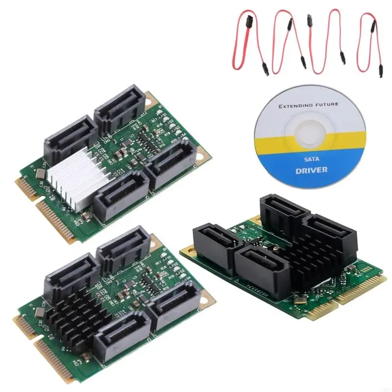 Mini carte d'extension PCIE 9215 4 ports SATA3.0, hôte de bureau industriel, adaptateur SATA PCI-E, contrôleur Marvel 88SE9215 - imagen 2