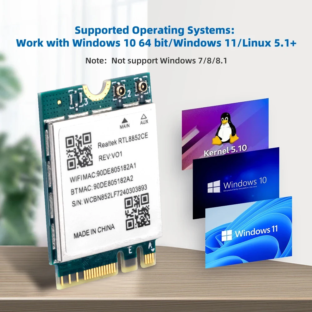 WiFi6E RTL8852CE Triple banda 5374Mbps adaptador WiFi Bluetooth 5,3 802.11AX 2,4G/5G/6Ghz adaptador inalámbrico con Anetnna para ordenador portátil - imagen 4