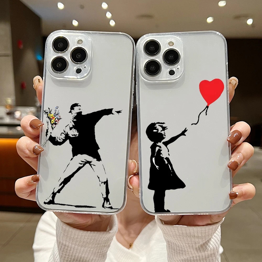 Funda transparente de artista de Graffiti Banksy para Samsung A73, A72, A71, A55, A52, A51, A50, A42, A35, A33, A32, A31, A30, A24, A23, A22, A13, A12, 5G - imagen 2