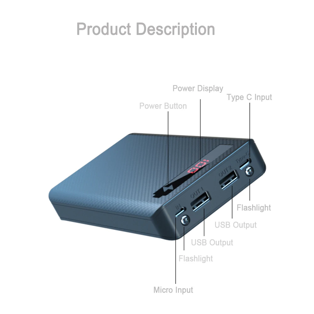 Caja de Banco de energía 6*18650 tipo C USB Dual con pantalla Digital cargador de teléfono móvil DIY Shell 18650 soporte de batería de carga - imagen 5