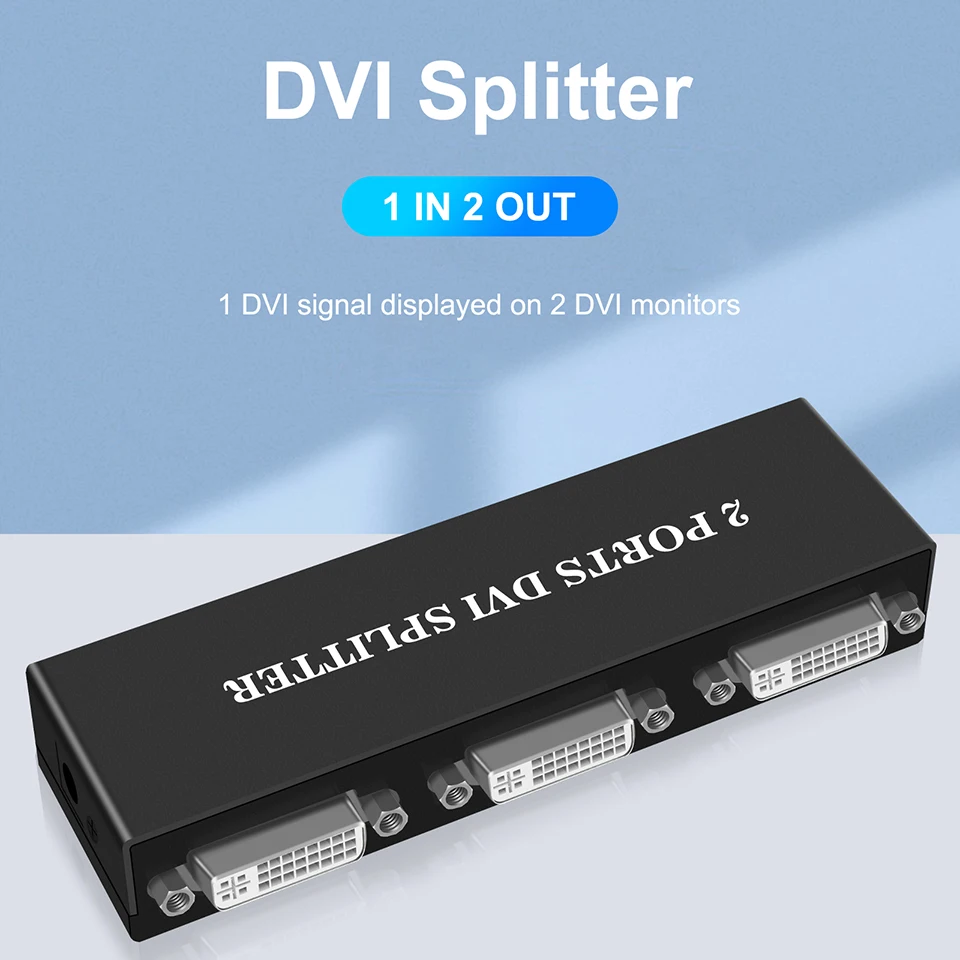 Divisor DVI a DVI 2 puertos 1X2 Distribuidor DVI-D 1 en 2 salidas HD 1080P DVI Splitter 1 en 2 salidas para proyector Monitor computadora - imagen 2