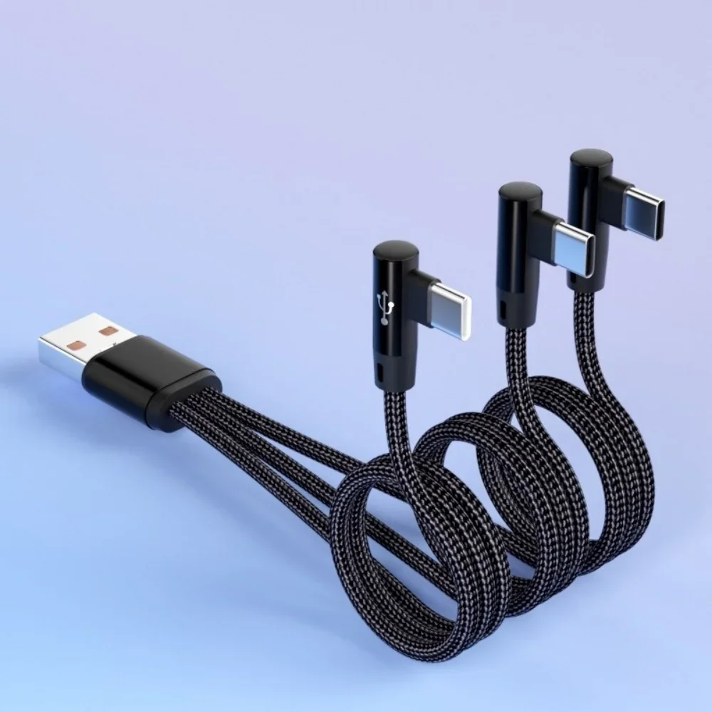 Cable tipo C de 66W con codo de 90 grados, Cable de datos para cargador de teléfono de carga rápida para iPhone, Samsung, Xiaomi, Huawei, Cable de carga rápida 3 en 1 - imagen 2