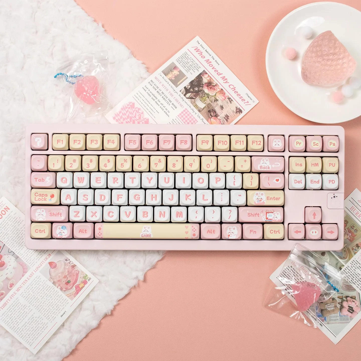 Teclas PBT de sublimación de tinte de cerdo rosa, 141 teclas, teclas de teclado de perfil MOA para interruptores Cherry Gateron MX, teclados mecánicos - imagen 3