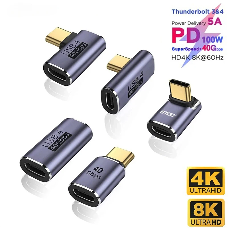 Convertidor USB C Thunderbolt tipo C adaptador USB 4,0 hembra a macho codo de ángulo recto USBC auricular extensor de carga de datos de Audio - imagen 2