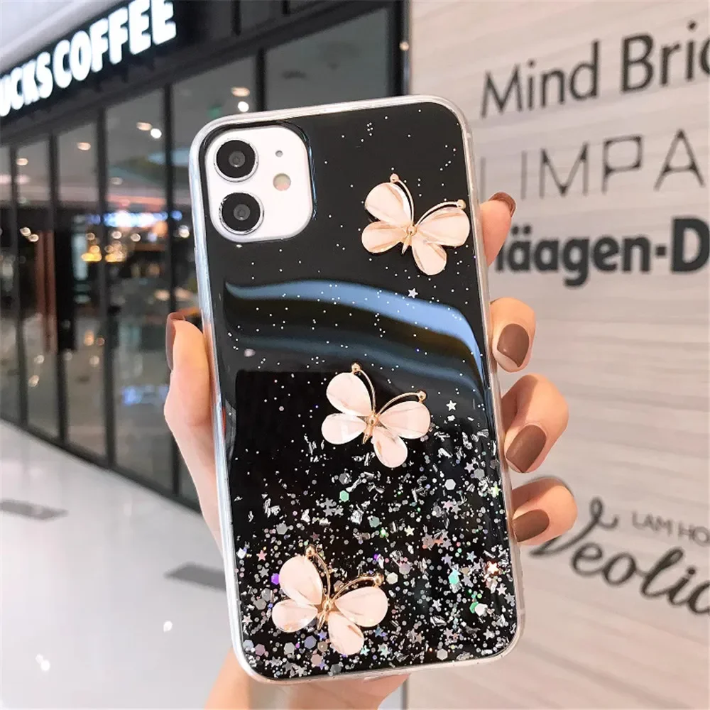 Para Redmi Note 14 4G lentejuelas brillo 3D mariposa funda para Xiaomi Redmi Note 14 Pro Plus Note14pro 14C 14T POCO X7 funda de silicona - imagen 5