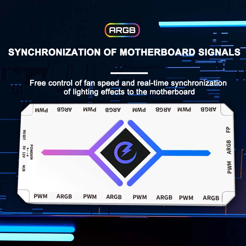 Power Train-Z-H8 V2 5V, 3 pines ARGB y 4 pines PWM HUB, ventilador de refrigeración para PC, divisor SATA, fuente de alimentación, HUB de succión magnética 2 en 1, 8 Interfaces - imagen 4
