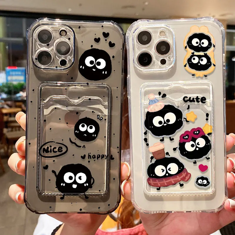 Funda de teléfono con tarjetero para iPhone 16 Pro Max 11 13 15 14 12 16promax 15promax, Fundas de silicona suave transparente a prueba de golpes