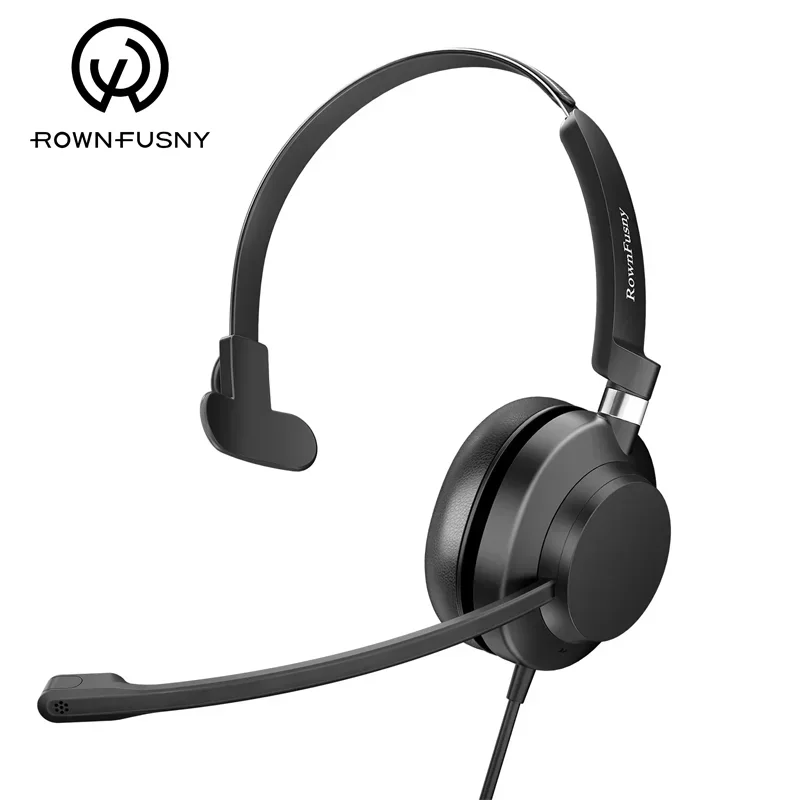 RownFusny R01S Auriculares USB con micrófono para PC portátil Reducción de ruido Auriculares con cable Control de volumen en línea Botón de respuesta de llamadas - imagen 2