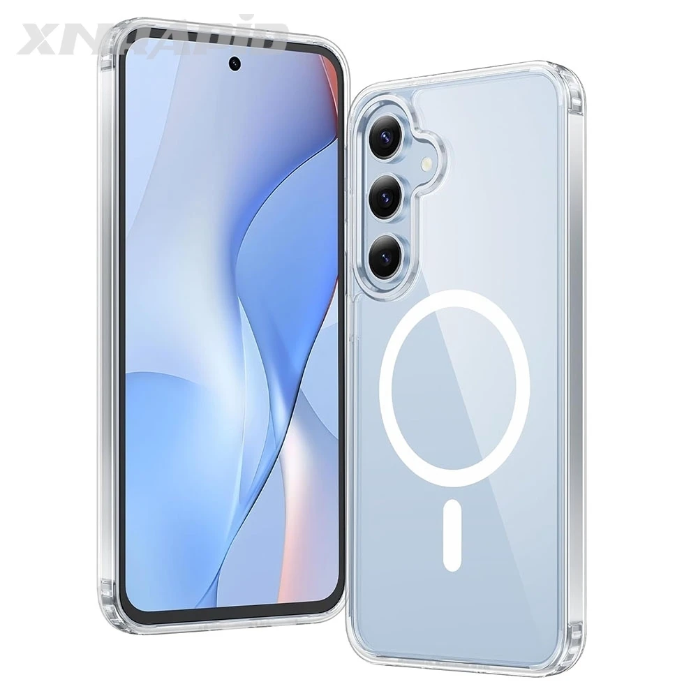 Funda magnética a prueba de golpes TPU + PC para Samsung Galaxy S24 FE S24FE 5G Funda trasera transparente para teléfono