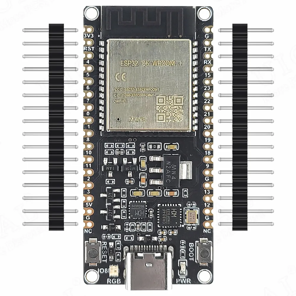 Placa de desarrollo ESP32 C6, módulo BT Wifi, RISC-V MCU, 8MB de Flash ESP32-C6-WROOM-1-N8 WiFi6 BT5.0, 32 pines, CH343 CH334 tipo C - imagen 2