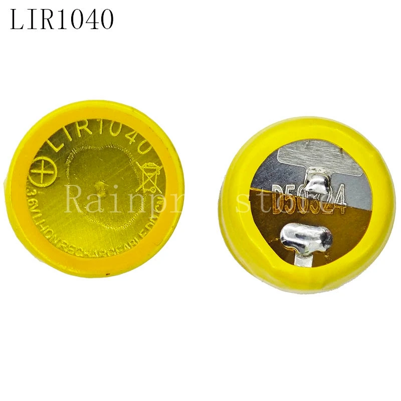 2 unids/lote LIR1040 3,6 V batería de botón de carcasa de acero recargable 35MAH para auriculares Bluetooth TWS