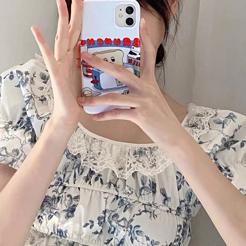 Funda de teléfono creativa coreana con pan tostado para iPhone 16 15 14 13 12 11 Pro Max XS XR XSMax 6 7 8 Plus, cubierta dura HD brillante para PC - imagen 5