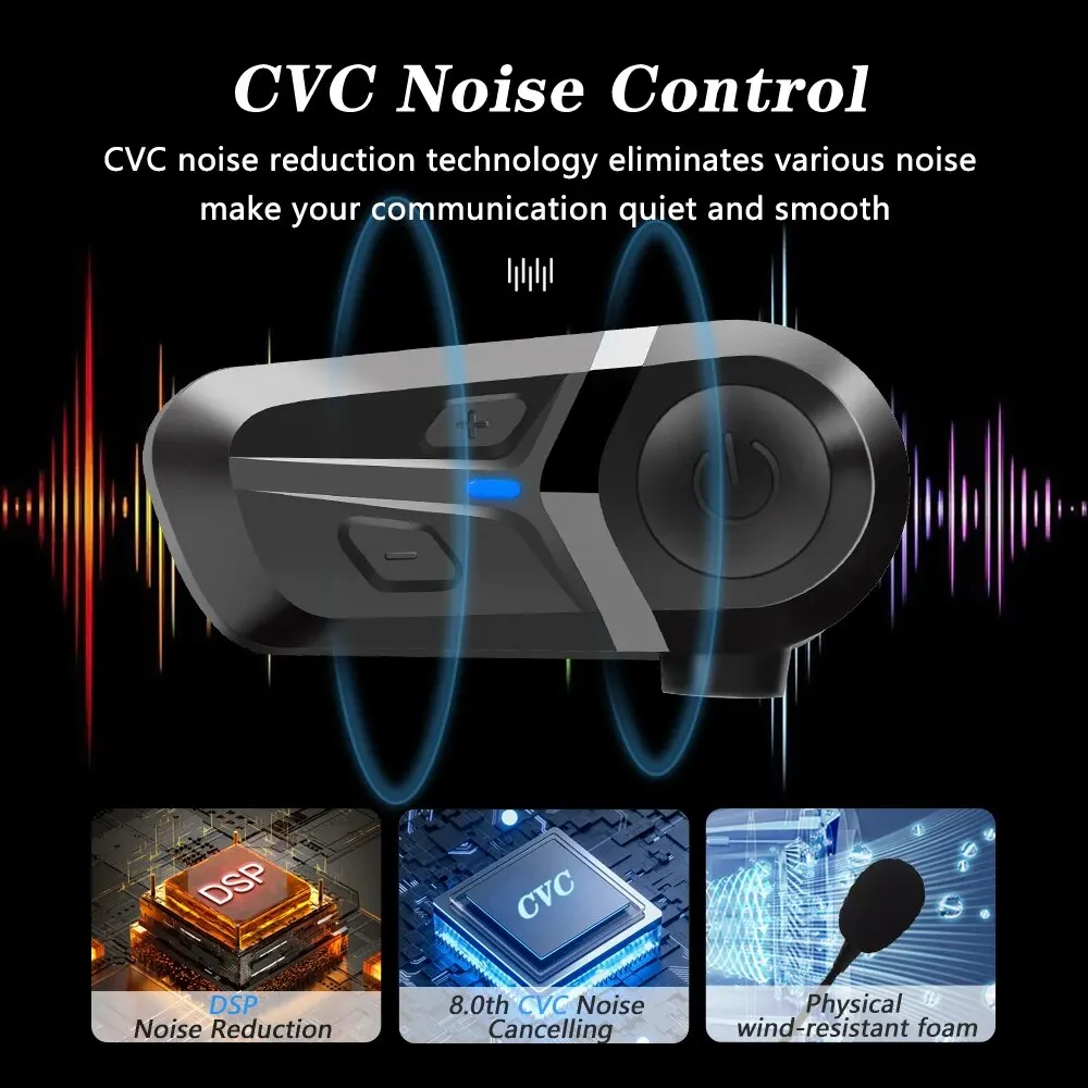 Auriculares Bluetooth 5,3 para casco de motocicleta, auriculares inalámbricos impermeables con manos libres para llamadas, reproductor de música para casco de motocicleta - imagen 5