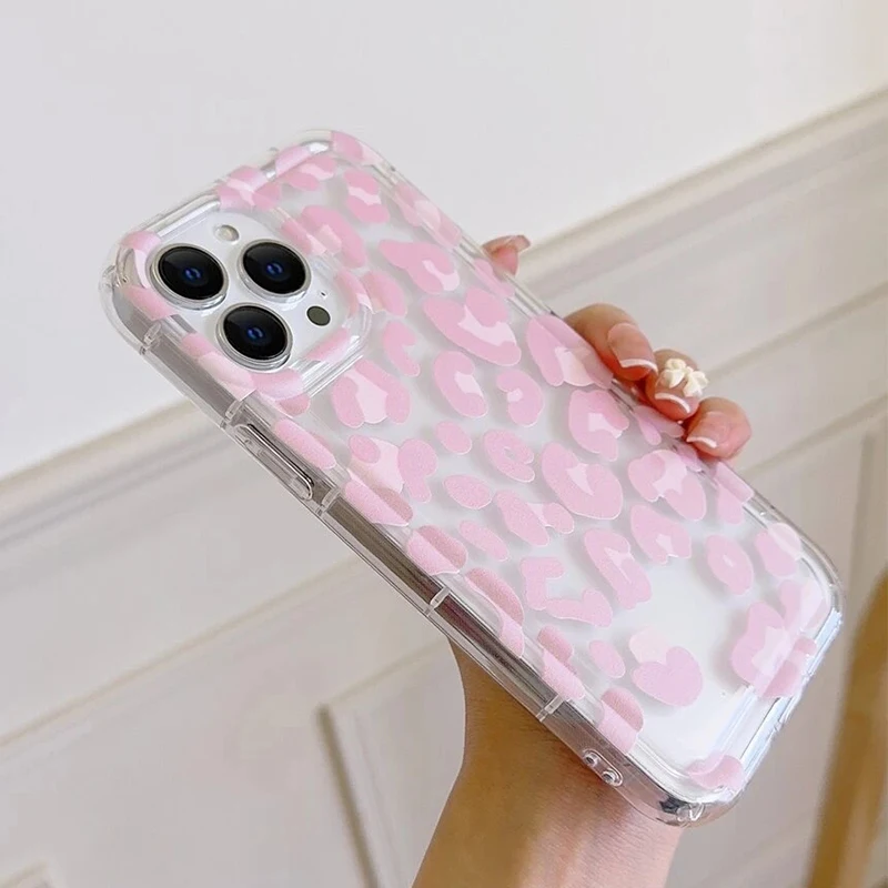 Funda de teléfono con diseño de leopardo y diseño rosa para iPhone 17 Air 16 15 14 13 Pro Max 11 12 16E SE 7 8 Plus X XR, funda transparente suave - imagen 2