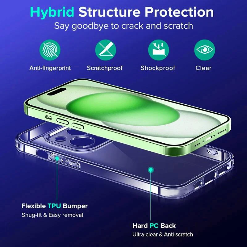 Funda de teléfono transparente con protección de cámara para iPhone 15, 14, 13, 12, 11 Pro Max 16 Plus Mini 17 Air, funda trasera completa de TPU suave - imagen 5