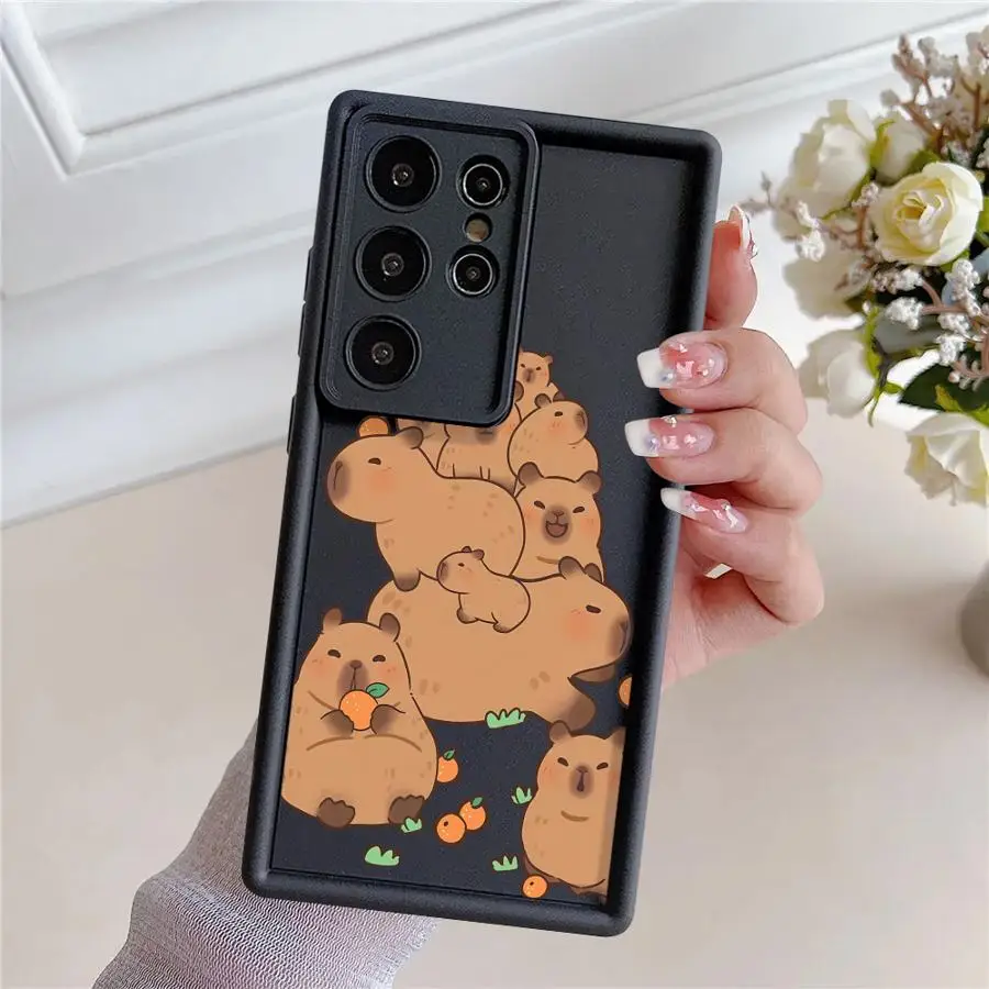 Funda de teléfono para Samsung Galaxy S22 S25 Ultra S24 FE S25 S23 Plus S24 Note 20 Ultra S23 S21 S20 TPU suave capibara dibujos animados lindo - imagen 3