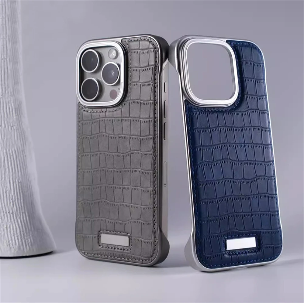 Funda de teléfono fina de cuero para Iphone 16 15 14 13 Pro Max, funda anticaída de lujo, carcasa de teléfono ligera sin marco para IPHON 15 16 Promax - imagen 5