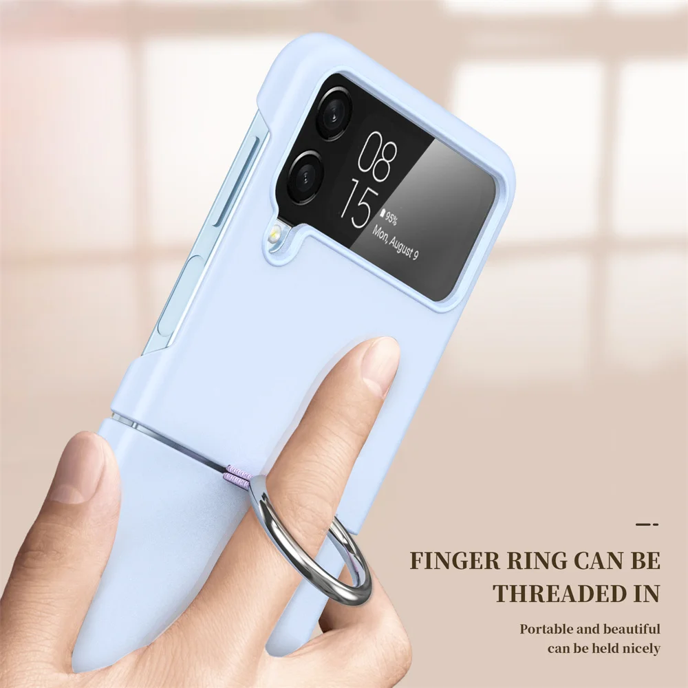 Funda de lujo mate con anillo para dedo para Samsung Galaxy Z Flip ZFlip 6 5 4 3 Zflip6 Zflip5 Zflip4 Zflip3 Candy Funda - imagen 4