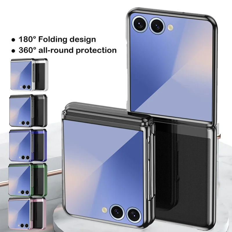 Funda transparente con parachoques chapado para Samsung Galaxy Z Flip 7 Z Flip7 FE, funda protectora ligera a prueba de golpes, Fundas Capa