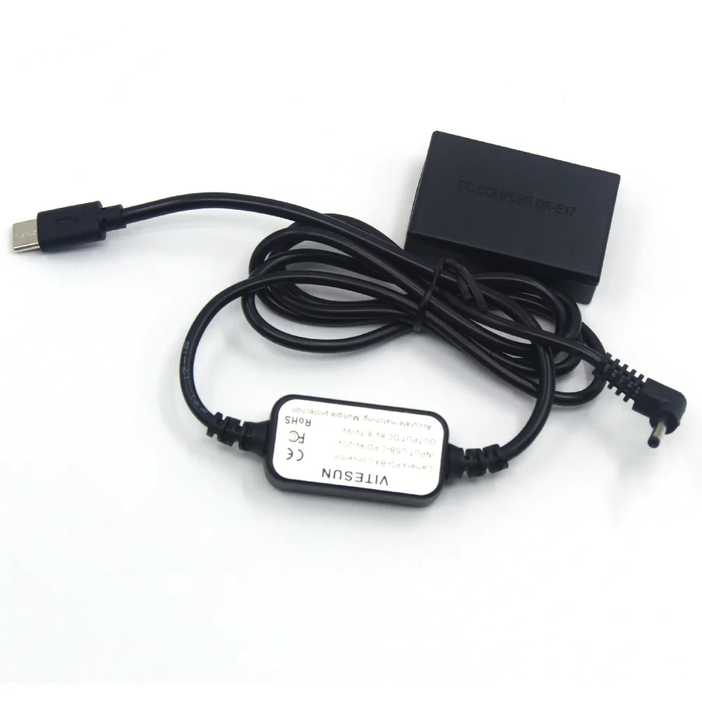 LP e17 Dummy Battery DR - e17 DC coupler + USB type C DC Cable para Canon EOS m3 M5 M6 EOS - M6 Mark II cameras - imagen 2