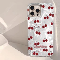Funda para iPhone con Textura de Agua y Diseño de Cereza