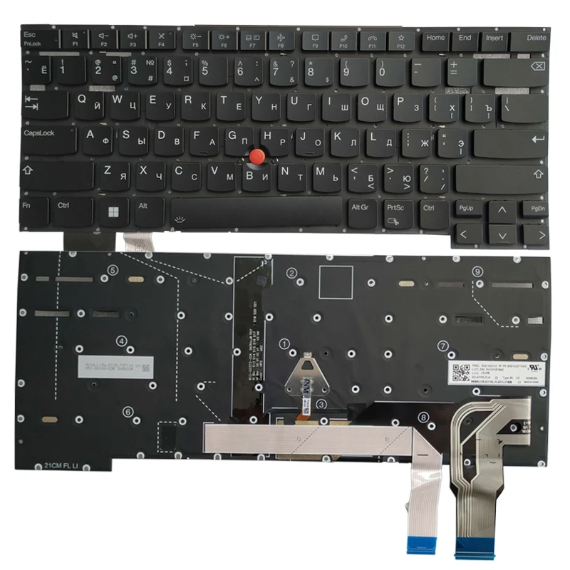 Nuevo teclado ruso para portátil Lenovo ThinkPad T14s Gen 2 P1 GEN4 X1 Extreme Gen4 sin marco con retroiluminación