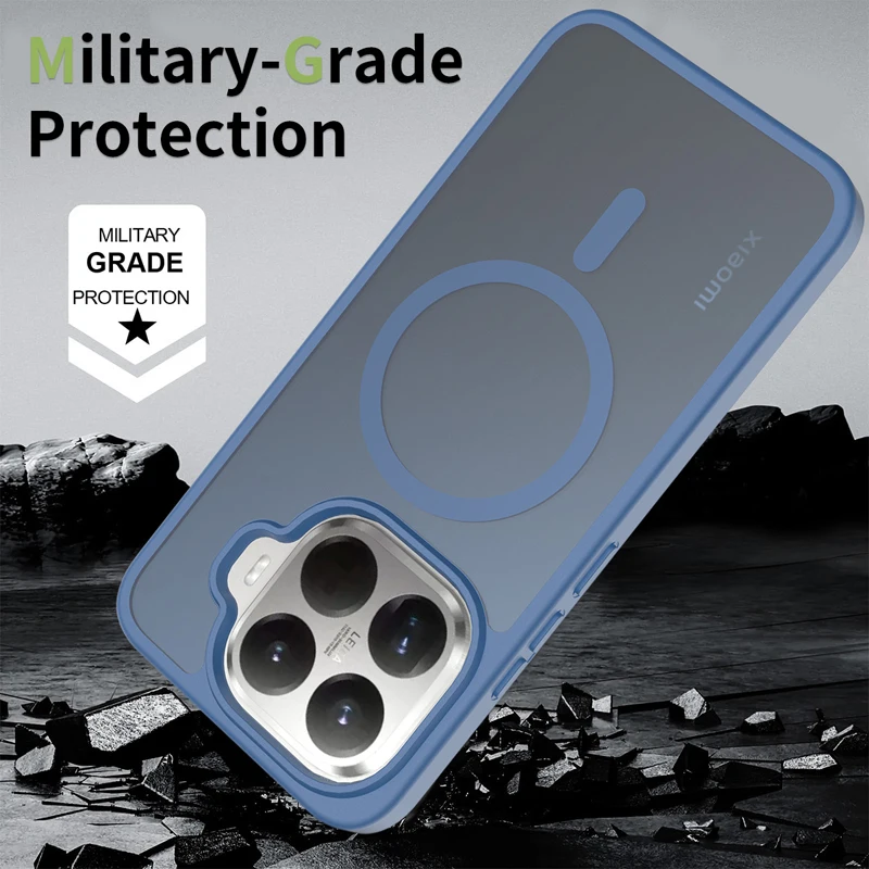 Para Xiaomi 15T, 15T Pro funda magnética ELVEV anticaída TPU duro PC mate transparente sensación de piel cubierta de teléfono