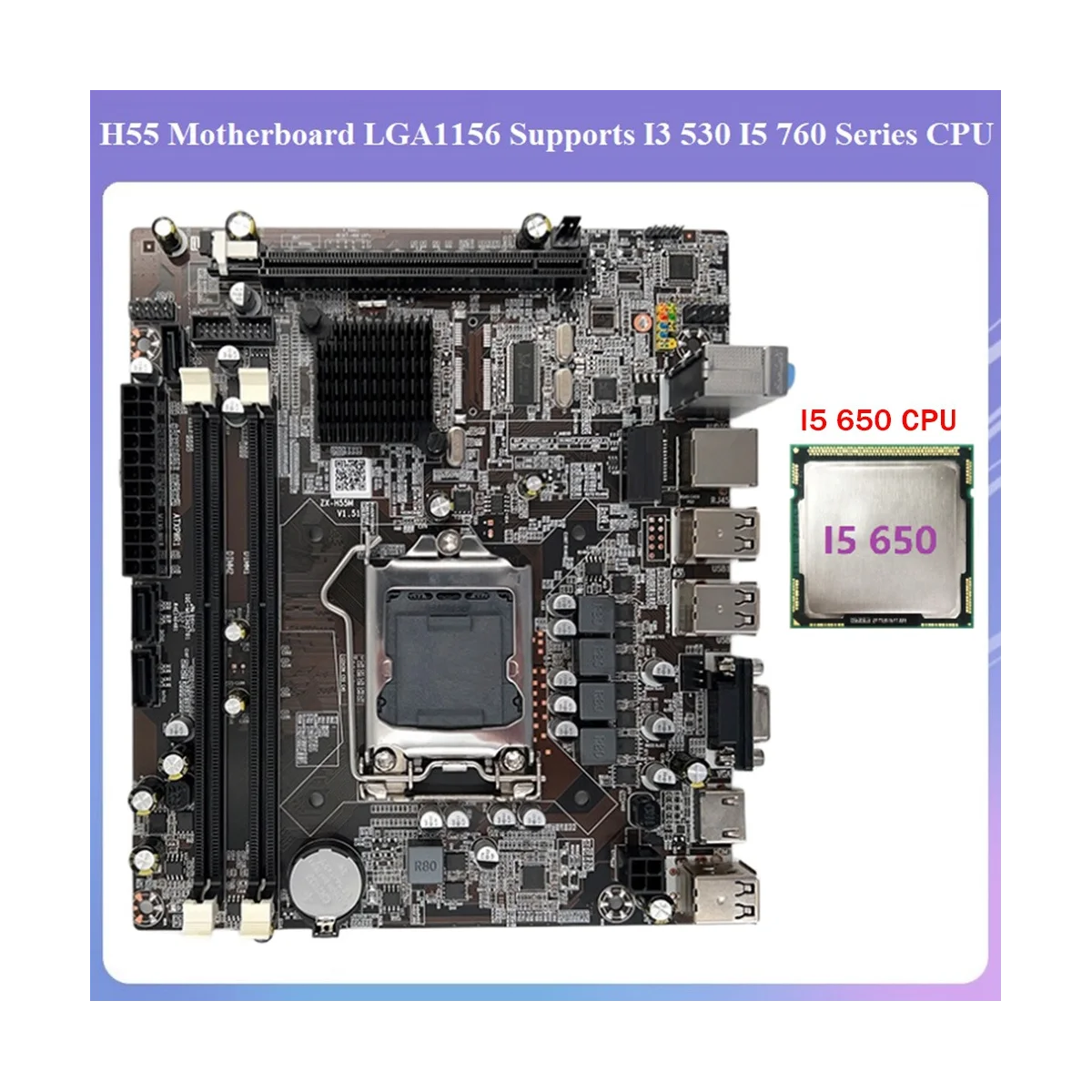 Placa base H55 LGA1156 compatible con I3 530 I5 760 Series CPU DDR3, memoria de ordenador de escritorio, placa base con CPU I5 650 - imagen 2