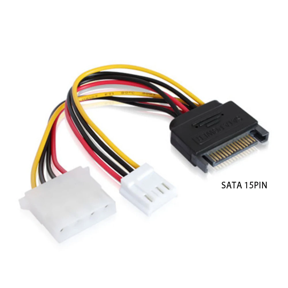 Cable de alimentación SATA, convertidor de 1 a 2, 15 pines macho a pequeño 4P, adaptador de Cable de enchufe grande de 4 pines, extensor de Cable de alimentación de disquete IDE - imagen 3