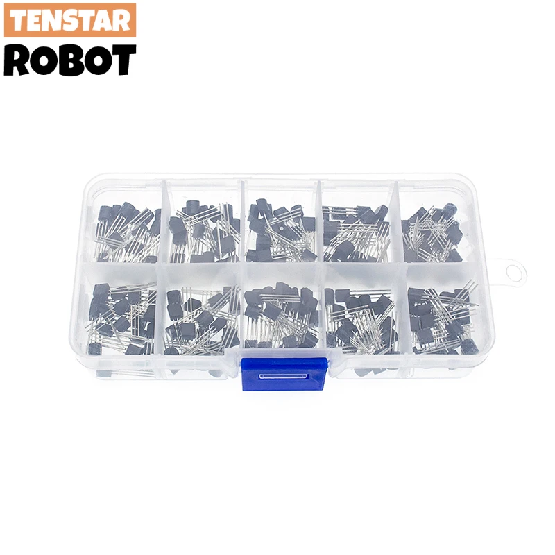 TO-92 BC337 BC327 2N2222 2N2907 2N3904 2N3906 S8050 S8550 A1015 C1815 Kit surtido de transistores 10 valores 200 piezas, caja de transistores - imagen 3