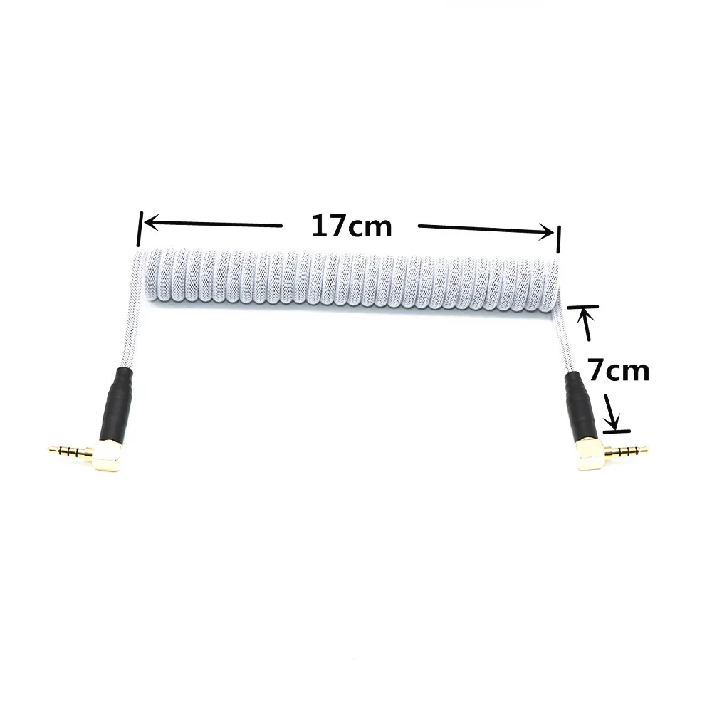 Cable en espiral de resorte TRRS para teclado mecánico dividido RODE Sc7 de VIDEOMIC GO Video, Micro tipo micrófonos, Cables de ángulo de Cable de Audio - imagen 2